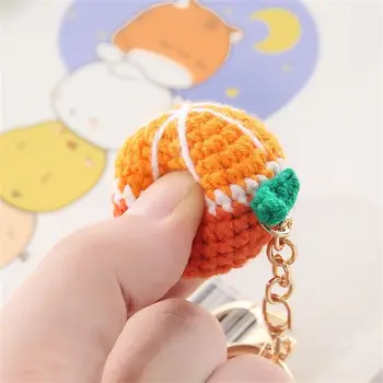 Lemon Donut Fruit Keychain Crocheted Watermelon Knitting Car Keychain Hand-woven Wool Knitted Keyring Car Key Holder