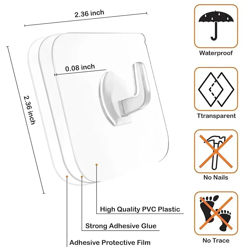 Description Picture 4 of itemPunch-free Adhesive Hook Kitchen Items Stickers Home Decor Keys Holder Bathroom Storage Organization Garden Kitchenware Hooks