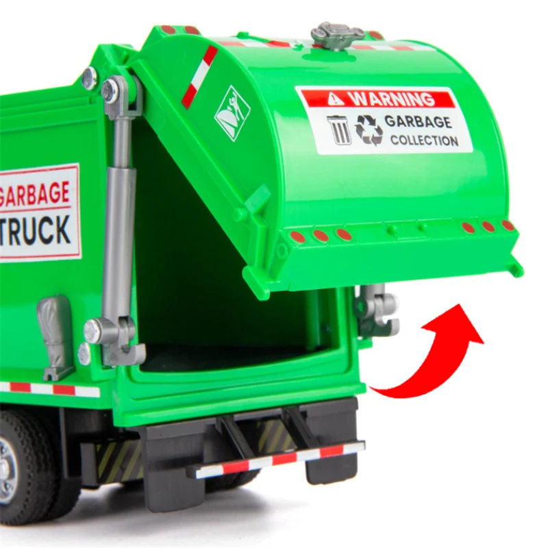 1/32 Garbage Collection Truck Car Model City Garbage Sorting Sanitation Clearing Vehicle Car Model Sound and Light Kids Toy Gift 6
