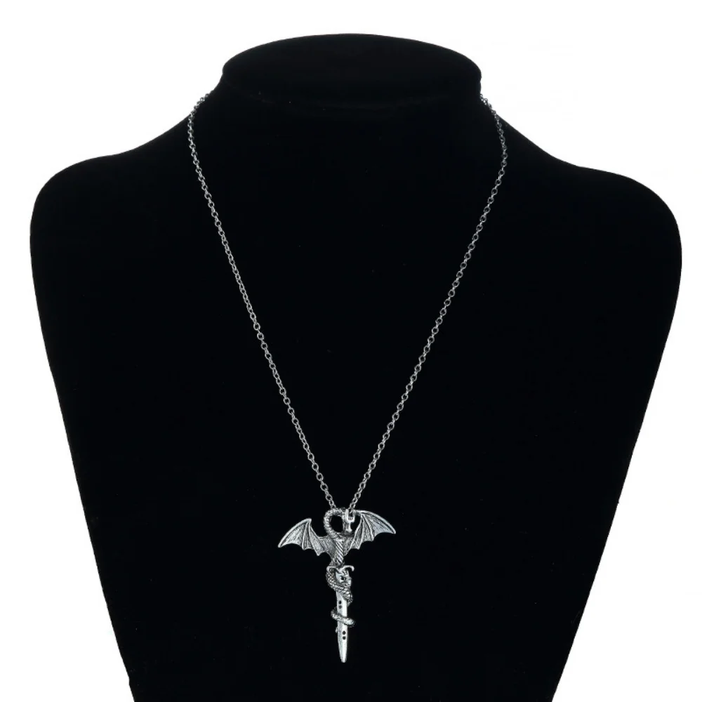 Tier Drache Anhänger Punk Hip Hop Halsketten Schmuck Party Männer Schmuck Vintage Schmuck für Frauen Drachen Schwert Halskette für Männer – Detail 8