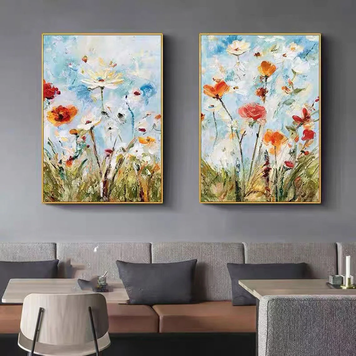 

Hand Painted Abstract Flower Oil Paintings Natural Landscape Oil Painting On Canvas Wall Art Rainbow Home Decor For Room Office