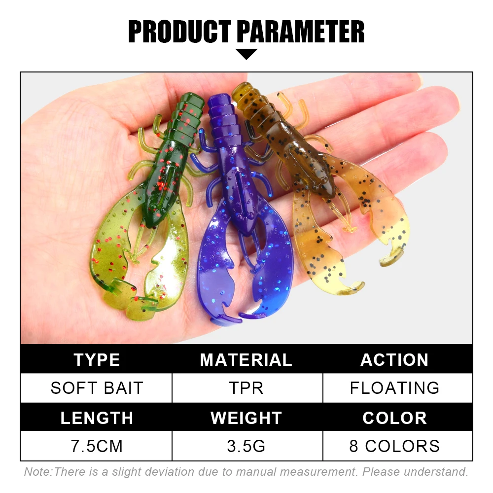 SUNMILE 6pieces Fishing Lures Crayfish Shrimp 7.5cm/3.5g Soft Baits  Creature Baits Iscas Artifical bait Bass Perch Fishing Baits - AliExpress