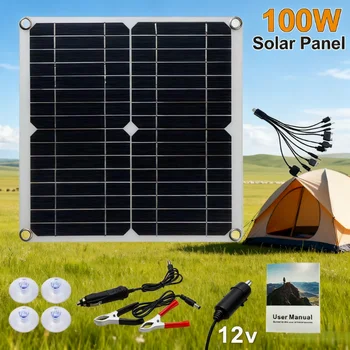 Pannello solare flessibile da 100 W Uscita 12 V USB 5 V Adatto per camper, ricarica di telefoni cellulari, alimentatore per yacht