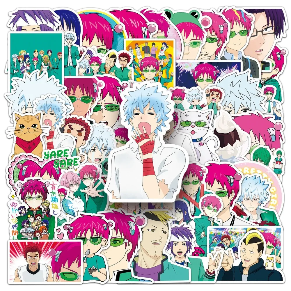 【Prime deal】 10/50Pcs Anime Saiki Kuso Graffiti Helmet Phone Case Computer Laptop Guitar Decorative DIY Waterproof Adhesive Sticker.