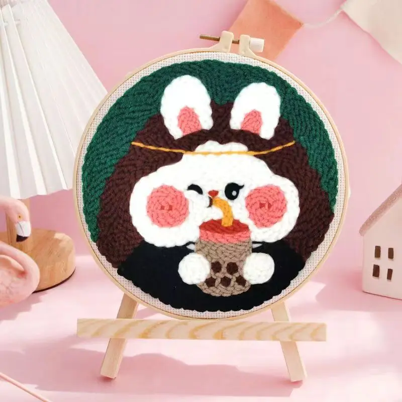 Punch Needle Kit, Ricamo ad Ago Magico per Ricamo Punch Kit DIY Panda Punch Cuciture Tool Kit per Ricamo Starter con Ago Punzonatura Completo Penna a Punzone Cerchi Aghi Strumento Mestiere Embroidery