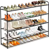 4 Tier Long Shoe Organizer for Closet, Metal Shoe Rack Wide Shoe Storage Organizer 30-Pairs 1