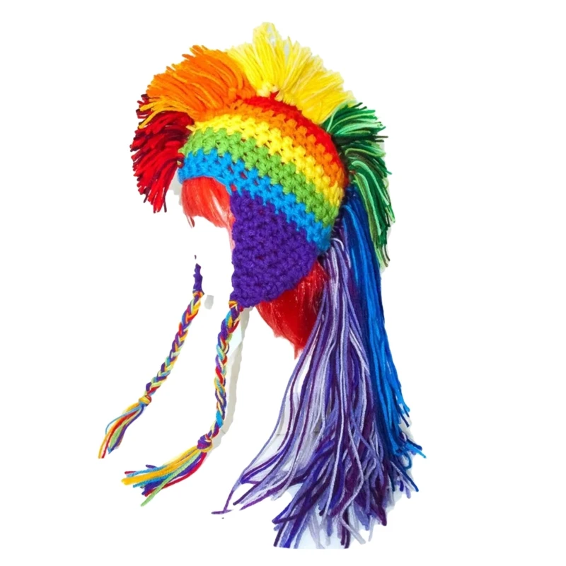 

Rainbow Roman Knight Hat Rainbow Striped Beanie Earflap Novelty Hat T8NB