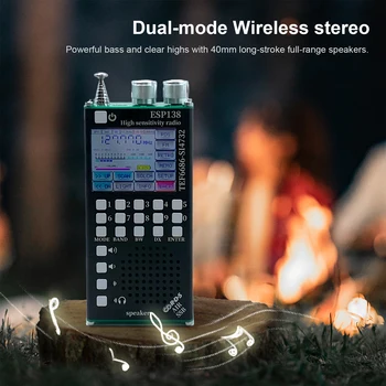 Dual Modes High Sensitivity Radio 2500mAh Multifunctional BT Radio ESP138 ESP32 SI4732 RDS Data Display Radio for Indoor Outdoor 3