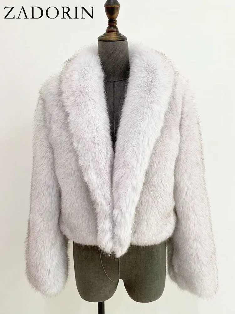 ZADORIN Luxury Faux Fur Jacket Women Coat Winter Clothes Lapel