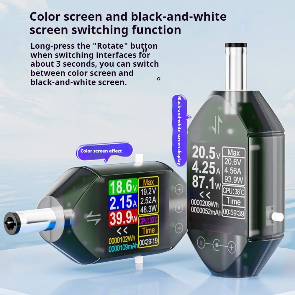 DT550 고정밀 디지털 디스플레이 전력계 DC4.5-50V 0-6A 다기능 테스터(0-600W DC5.5×2.5mm 포트 포함) 전압 측정용