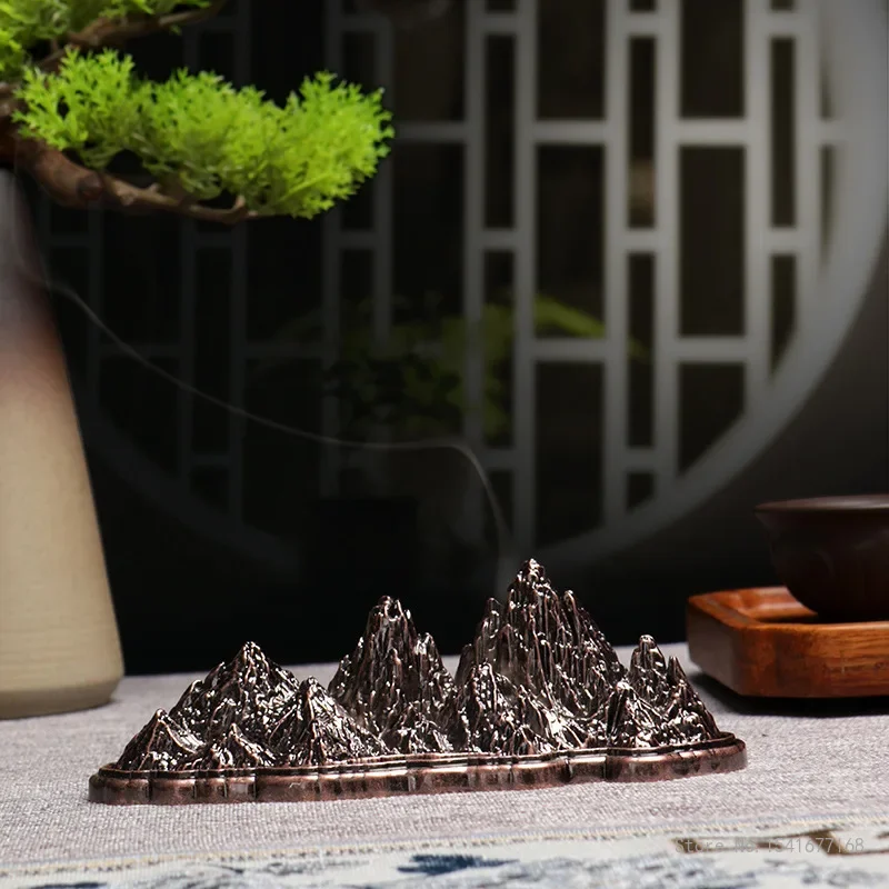 Retro Metal Incense Burners Mountain Peak Shape, Indoor Line Aroma Rack, Tea Living Room Bedroom Decoration, Home Fragrance, 1Pc