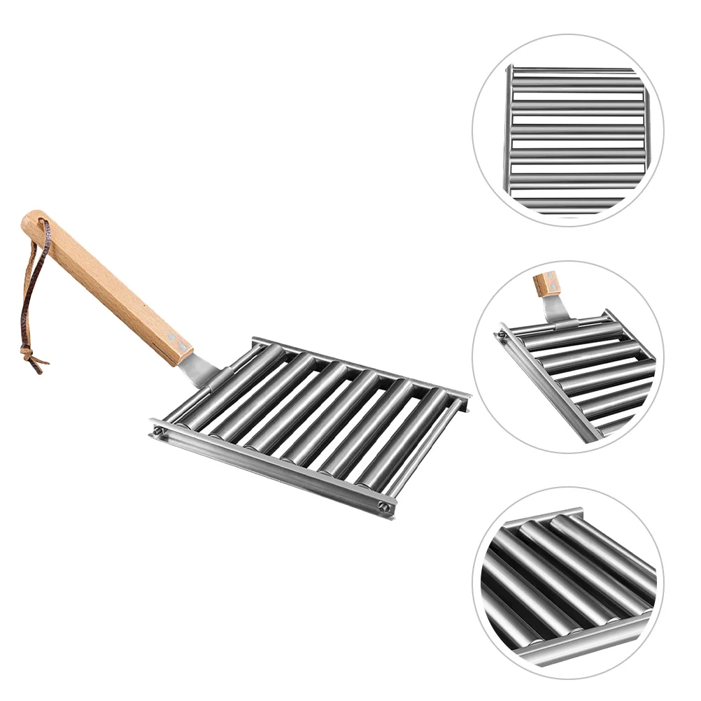 

Outdoor Grill Hot Dog Sausage Roller for Grilling Rack Home Bbq Detachable Stainless Steel Grate Supply Portable
