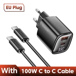 33W GaN USB - C Fast Charger with Digital Display and PD3.0 QC3.0 Technology - EU With Cable