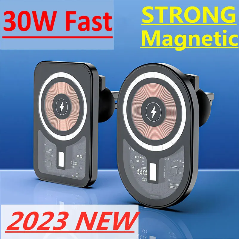 30W Magnetic Wireless Charger Car Air Vent Mount Phone Holder Stand Charging Station For iPhone 12 13 14 Pro Max macsafe