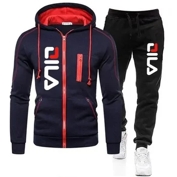 Nuove felpe autunnali e invernali, set di abbigliamento sportivo casual e alla moda, felpe con cerniera per esterni + pantaloni della tuta, cas con cappuccio 1