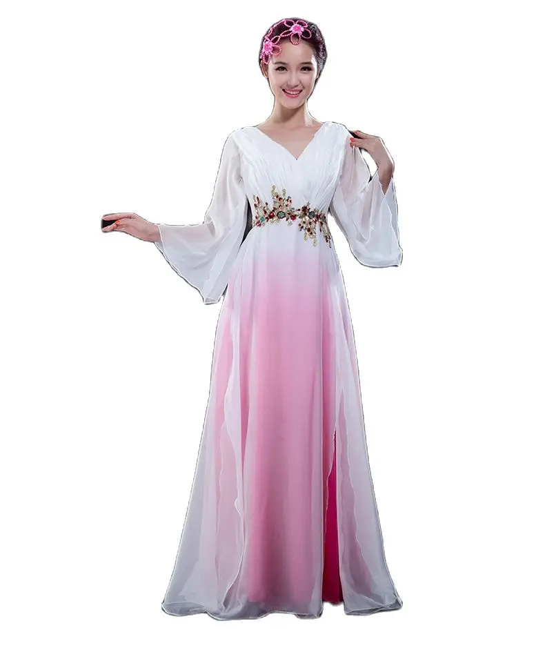 

Free Shipping Women Classical Dance Costume Chinese Hanfu Costume National Dance Dress Chorus Plum Blossom Song Dress CD2011