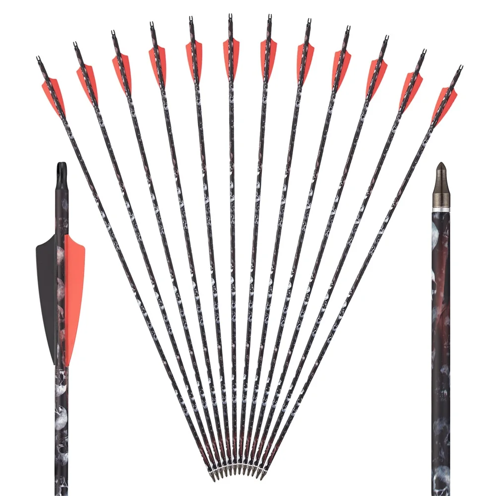 

Toparchery 6/12 pcs Mixed Carbon Arrow 31.5'' ID6.2mm Spine500 Hunting Arrorw for Compound/Recurve Bow Archery