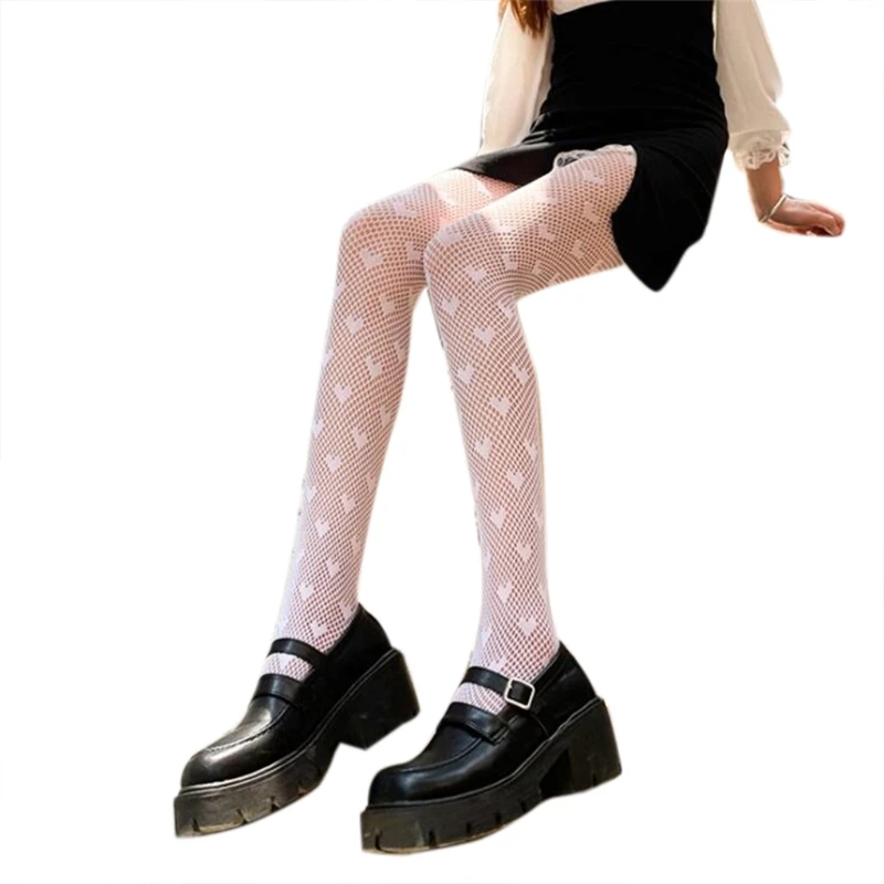 

Women Sexy Lace Pantyhose Sweet Heart Pattern Tights Fishnet Stockings