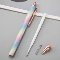 11pcs/set Glitter Sequin Metal Pen 1.0mm Black Refill Rod Retractable Ballpoint Pen for School Office Stationery Gift Office 4
