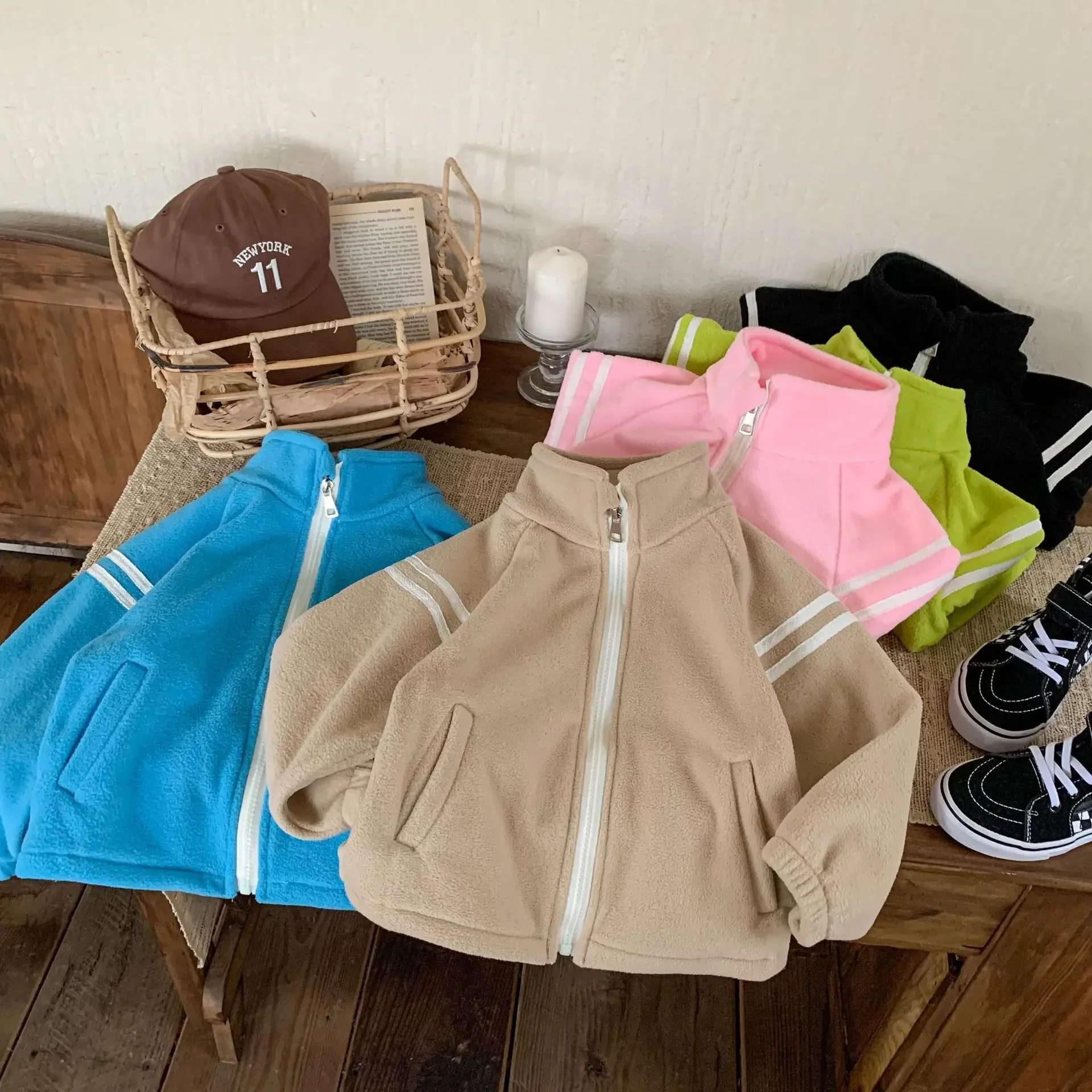 2023 Winter Girls Boys Casual Polar Fleece Soft Warm Jacket Baby Kids Bambini Cappotto Capispalla