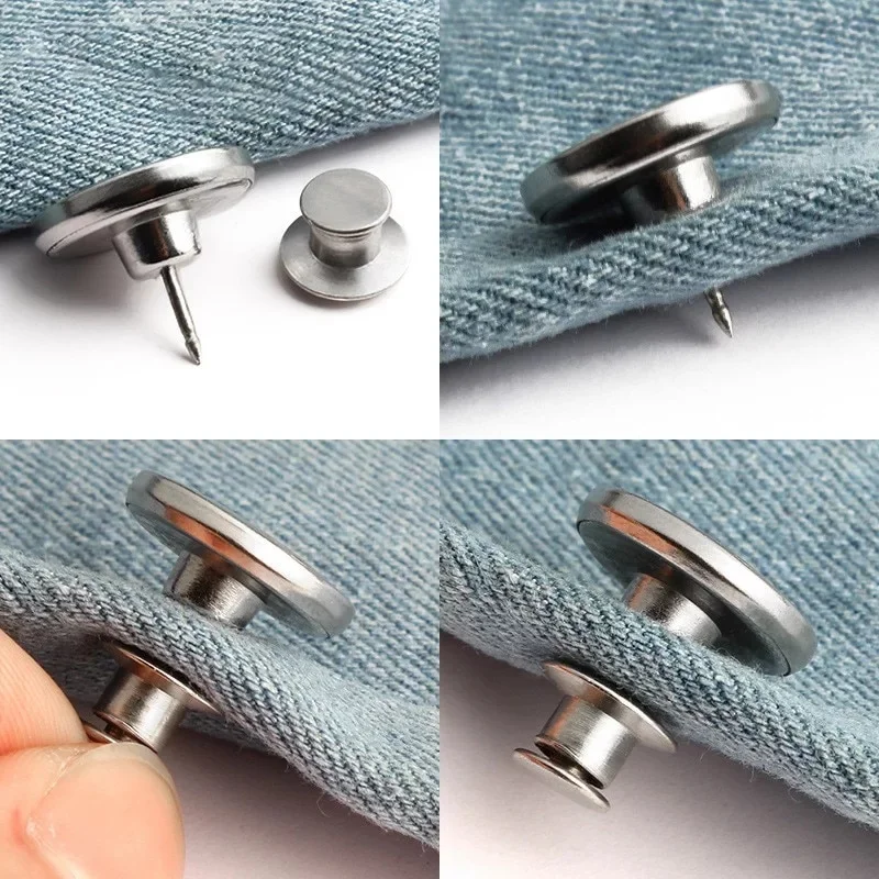 4/12pcs Jeans Button Pins Adjustable Detachable Pants Snap Fastener Sewing-free Metal Buckle for Loose Waist DIY Clothing Button