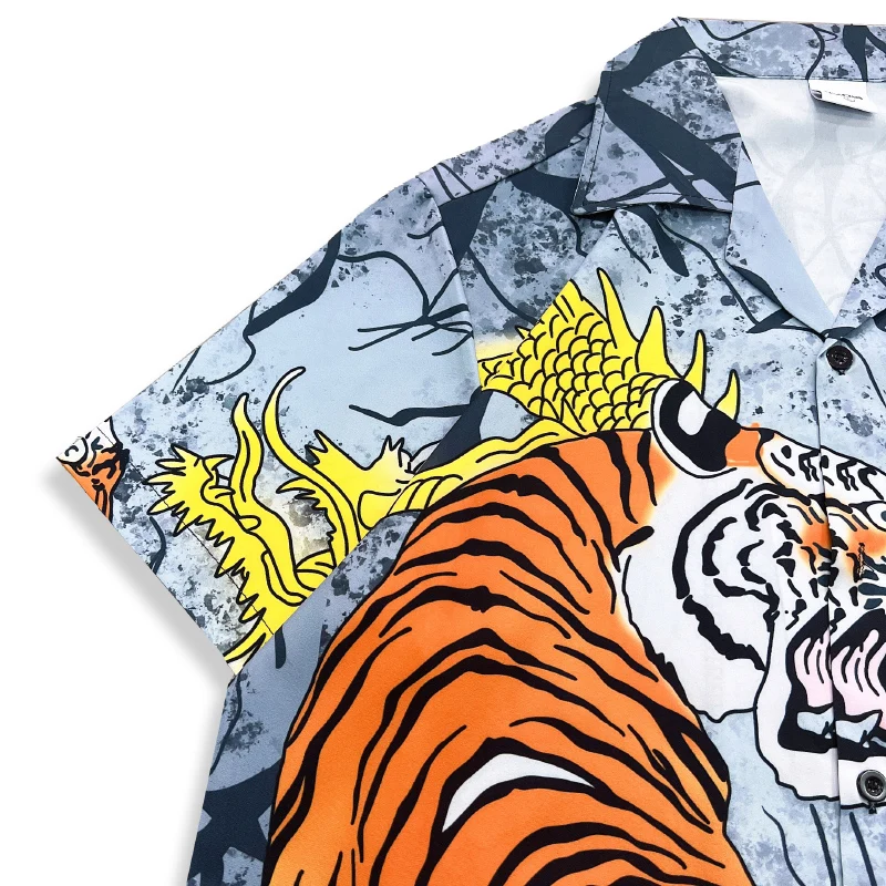 Dark Icon Tiger Full Printing Vintage Men's Shirt Short Sleeve Thin Material Holiday Beach Hawaiian Shirts 5