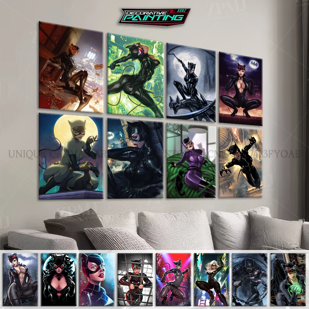 Batwoman and Catwoman Canvas Art - HD Printed Kawaii Wall Decor Poster