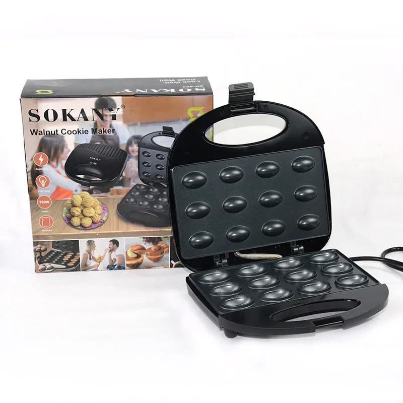 750W Electric Walnut Cake Waffle Maker 12 Holes Nut Plates Cooking Kitchen Appliances Breakfast Machine Non-stick Iron Pan 15 5inch gatling bubblemachine toy 21 holes bubble maker toy gatling automatic bubblemagic soap water bubble machines
