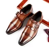 Men Genuine Cow Leather Dress Shoes Single Buckle Monk Strap Shoe Cap Toe Classic Business Gentlemen's Wedding Shoes for Men