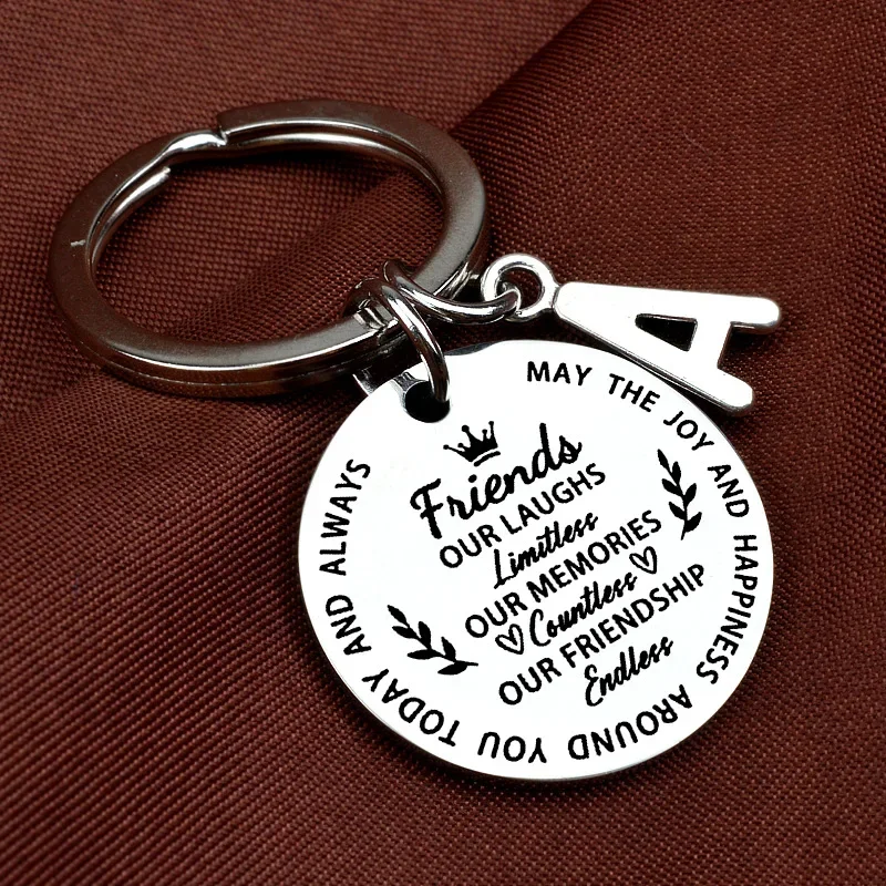 

Friends our laughs stainless steel engraved key chain gift from friends