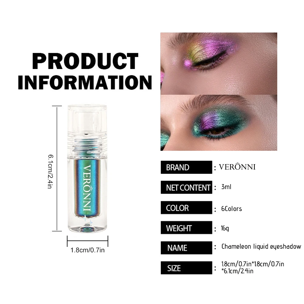 Chrome Shifting Pigments Chameleon Liquid Eyeshadow Shiny Long Lasting Multichrome High Eyeshadow Liquid Eye Makeup Art Cosmetic 6