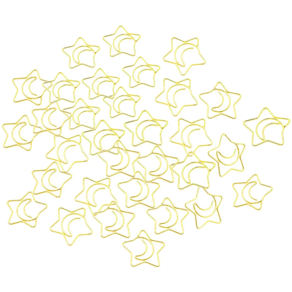100Pcs 별 모양 금속 종이 클립 사무실 학교 문서 고정을위한 작은 공예 클립 절묘한 장식 문구 용품