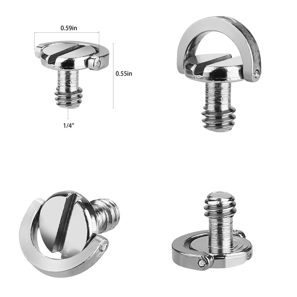 1/4" & 3/8" Aluminum Alloy Hanging Screw UNC 1/4-20 & 3/8-16 Thread Durable Lanyard Screw for Photography Sports Industrial Use