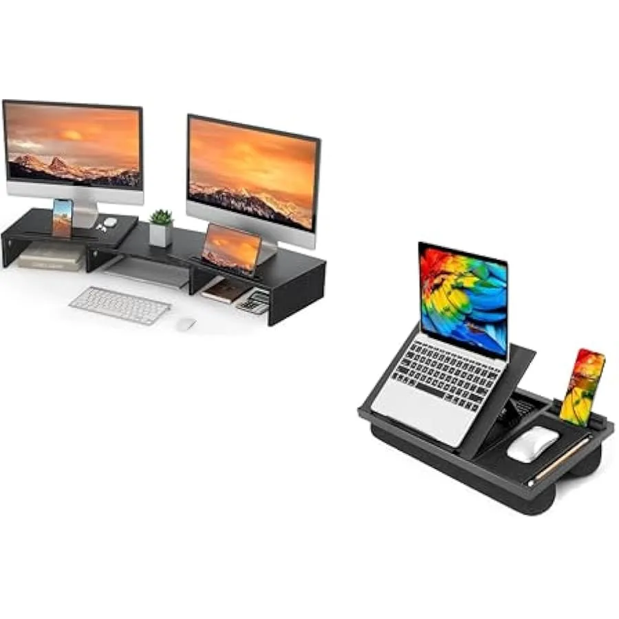 LORYERGO Dual Monitor Stand and Laptop Desk