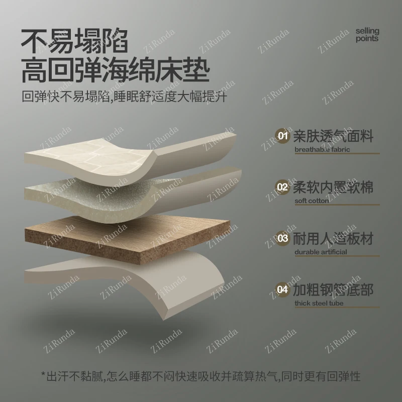 Y Folding bed, household double bed, easy to take nap, portable, adult iron, sturdy and durable