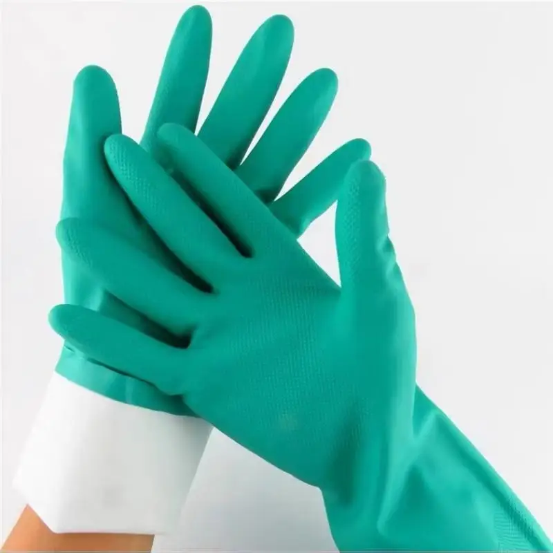 Nitrile Gloves Protective Gloves Cleaning Gloves Safety Gloves Thick Chemical Acid Resistant Waterproof Long Sleeve Painting Washing Kitchen Home Garden Latex Free