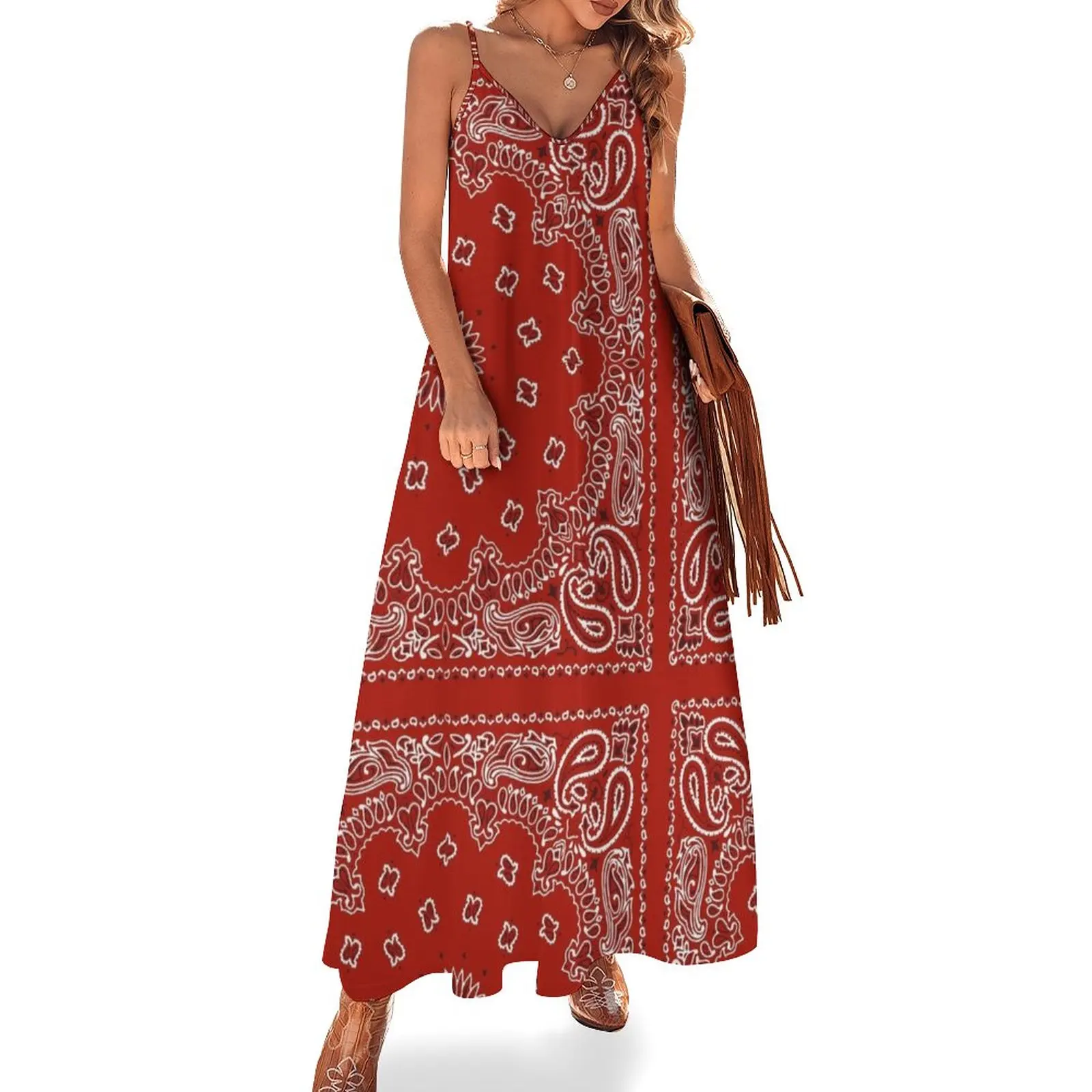 

Red Bandana Sleeveless Dress sexy dress for women women party dresses womens clothing prom clothes
