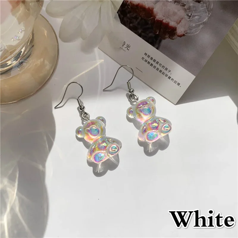 Women Transparent Bear Animal Stud Earrings Three-dimensional Jewelry Fashion Ear Accessory Ldies Praty Dress Decoration