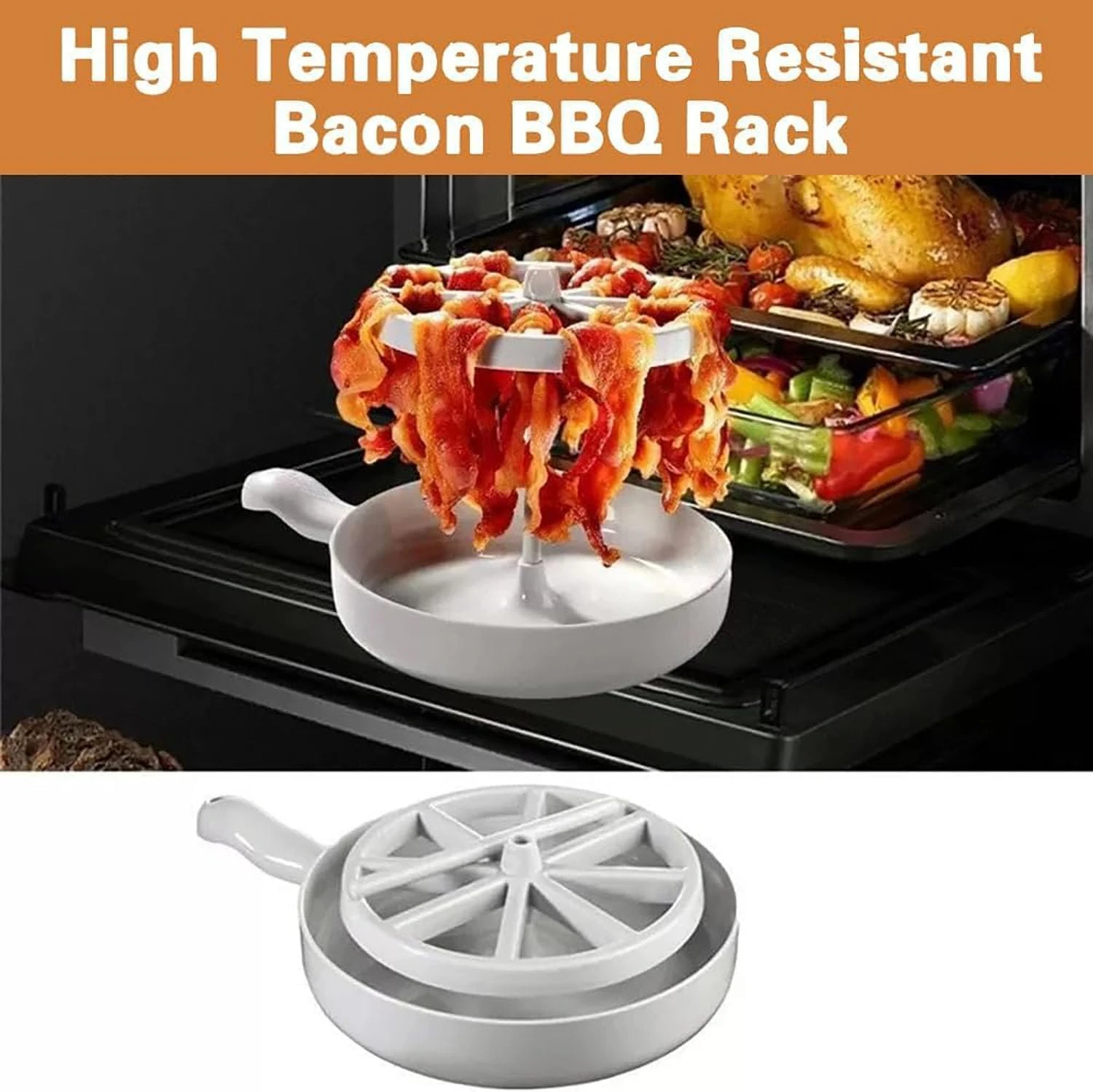 Bacon Rack Bacon Maker Barbecue Cooker for Microwave Oven Cooker BBQ Grill Plastic Barbecue Rack Tray for Less Calories Grease