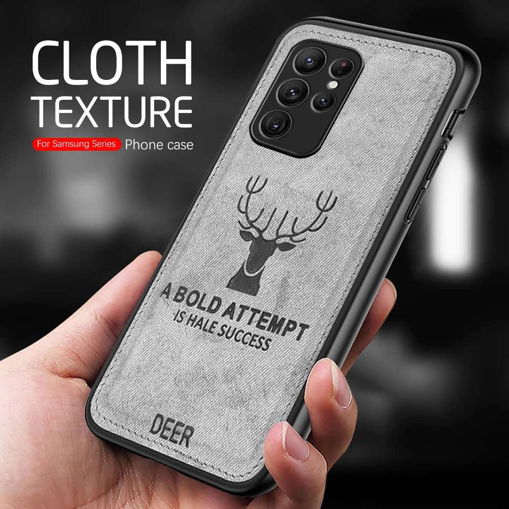 Per Samsung Galaxy S24 Ultra 2024 Cover Antiurto Sansung S14Plus Custodia Morbida S24Ultra Deer Antler Pattern Panno Texture Shell