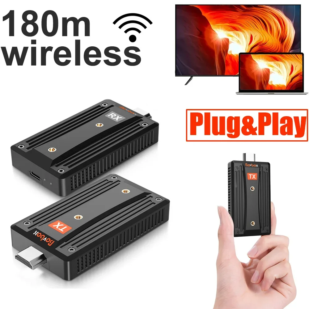 

Беспроводной мини-HDMI-удлинитель с дисплеем, приемник-передатчик для аудио-и видеокамер PS4, ноутбуков, ПК, ТВ-проекторов, 180 м