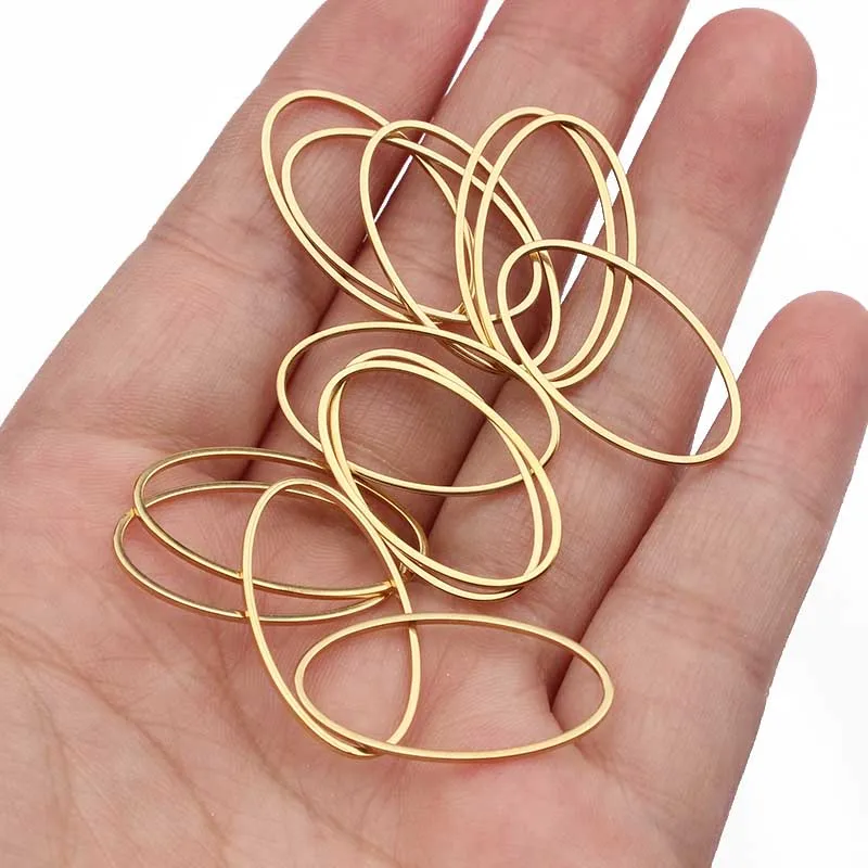 

10Pcs Stainless Steel Oval Open Bezel Hollow Frame Charms Connector For DIY Earrings Bracelet Necklace Jewelry Making Supplies