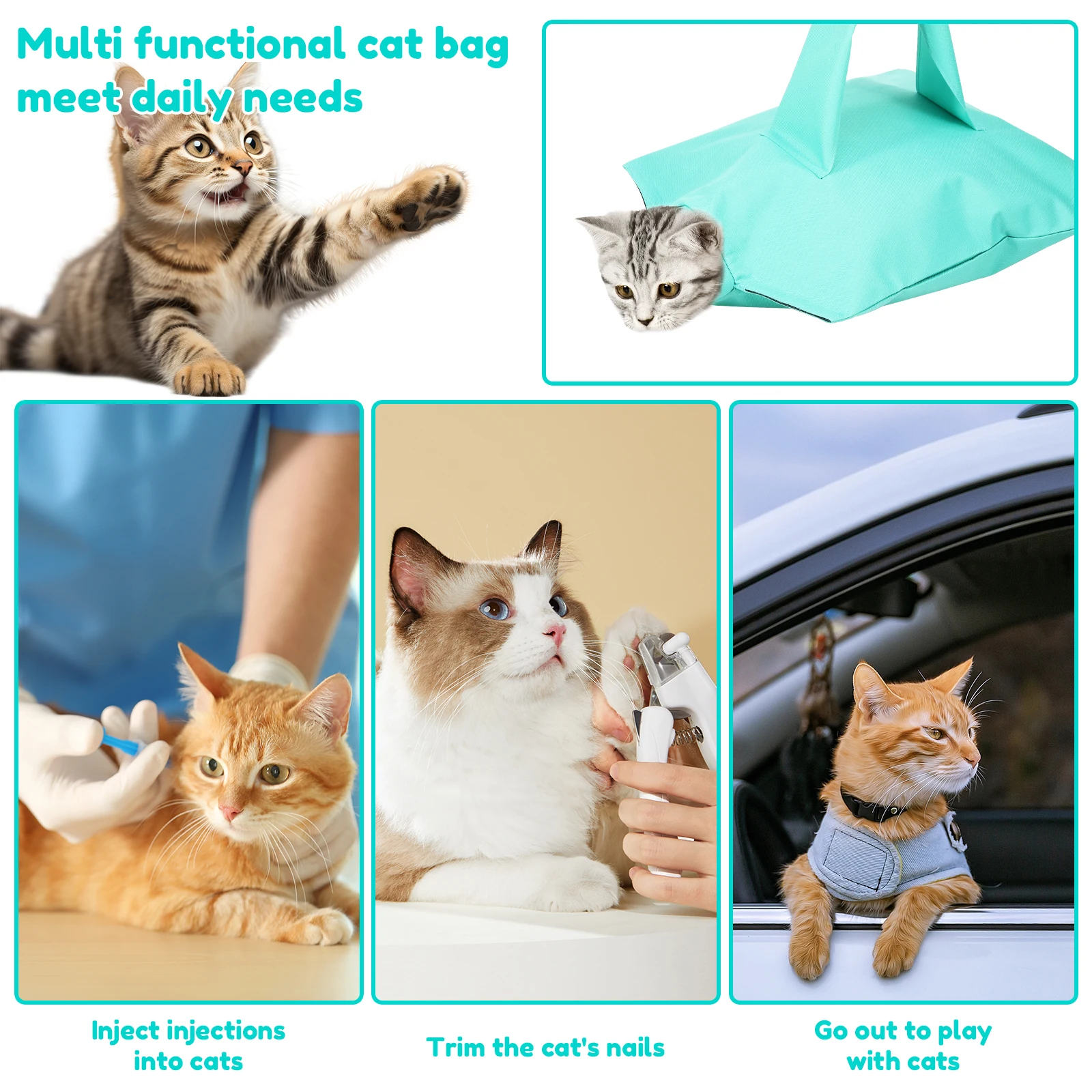 3Pcs Cat Shoulder Carrier Bag Canvas Anti-Scratching Cat Carrier Pouch Breathable Small Dog Carrier Bag Pet Supplies Accessories