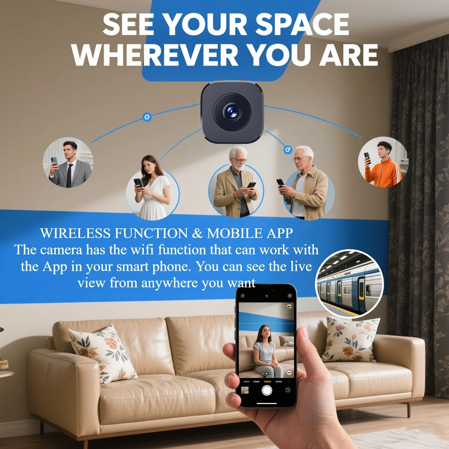 Mini telecamera WiFi HD 1080P, telecamera di sicurezza per interni, sorveglianza, baby monitor, visione notturna, videocamera IP, registratore audio e video_voghion.com