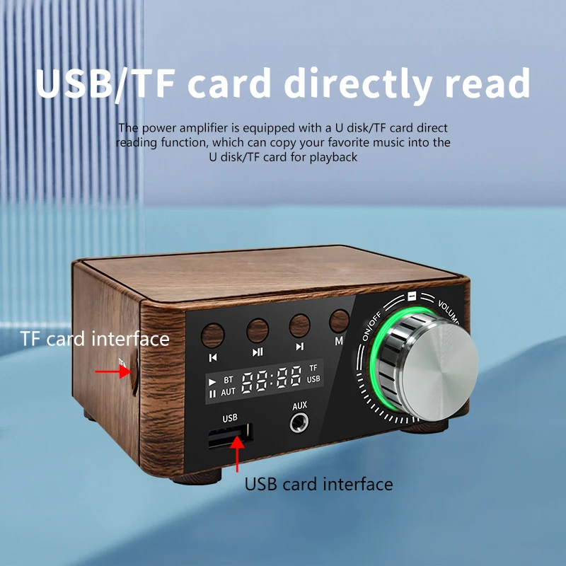 블루투스 5.0 HIFI 파워 앰프 50W * 2 Tpa3116 채널 2.0 홈 카 디지털 오디오 앰프, USB U-디스크 TF 음악 플레이어