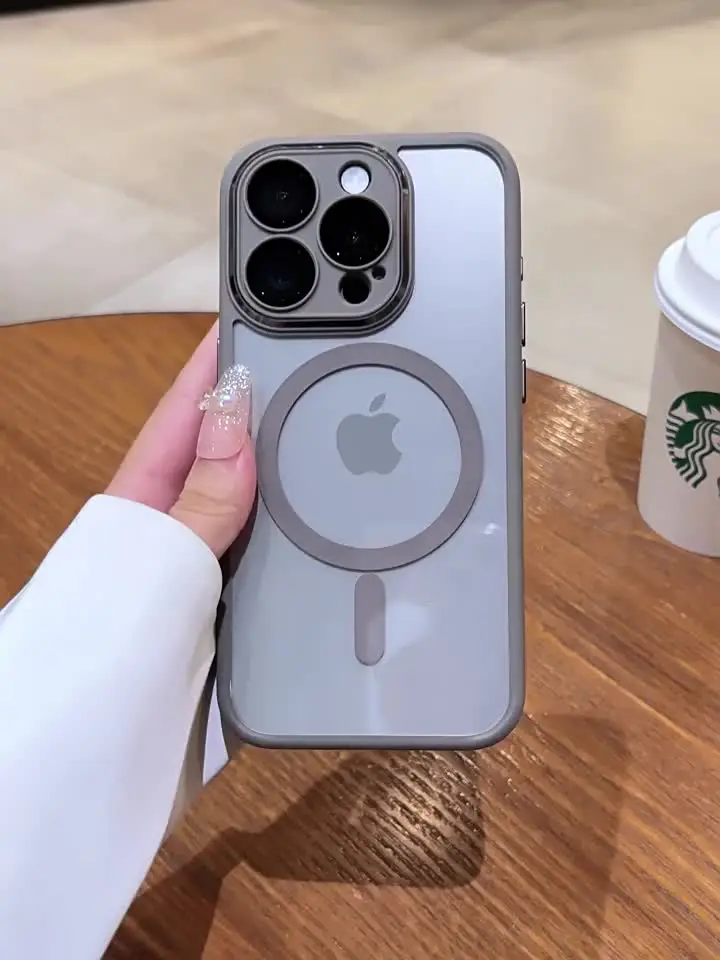 Оригинальный титановый серый чехол для iPhone 15 Pro Max Magsafe чехлы 12 13 14 14Pro Plus защита