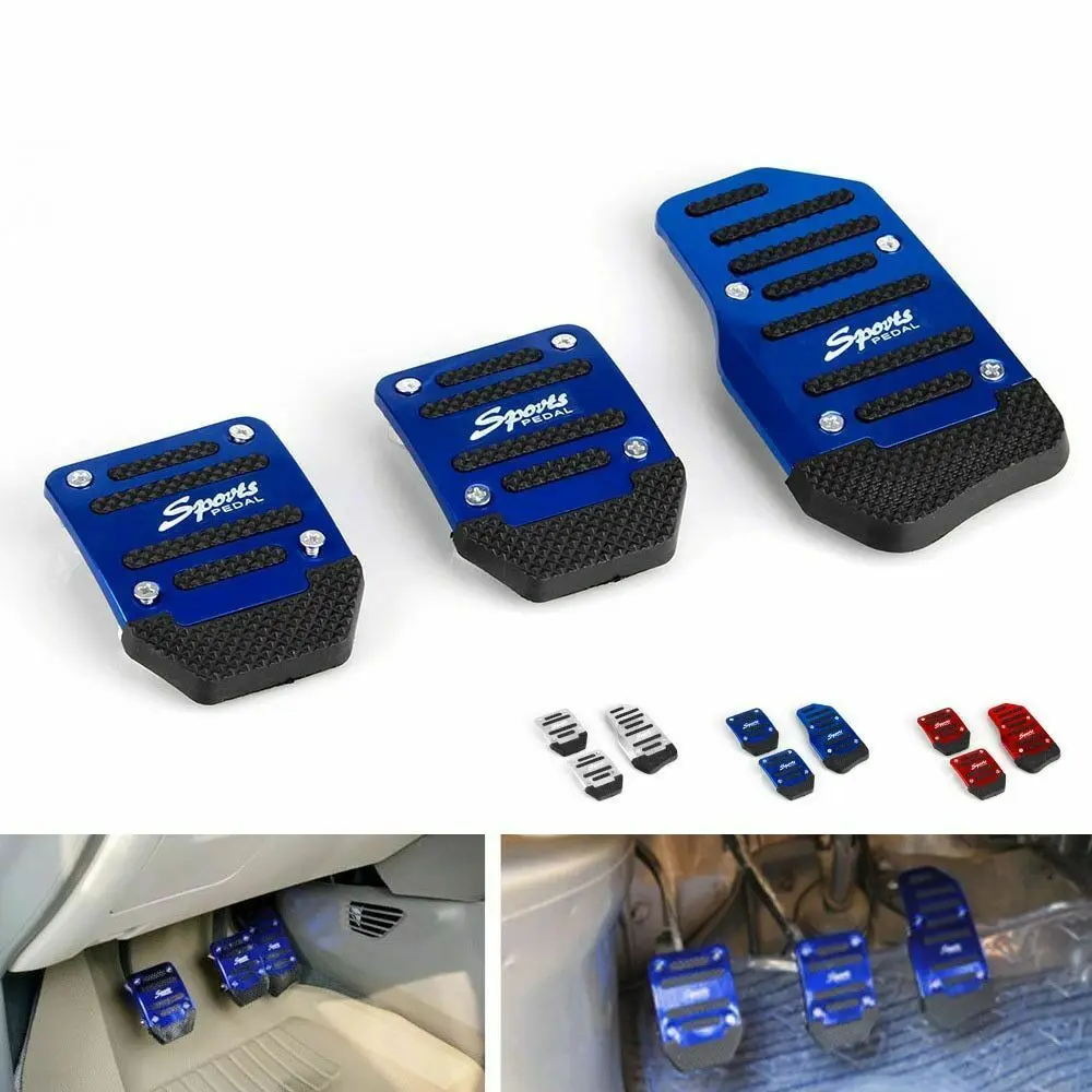 Car Pedals Universal 3pcs Aluminum Automatic Transmission Car Pedal Cover Non-Slip Brake Fuel Gas Foot Pad Set Kit