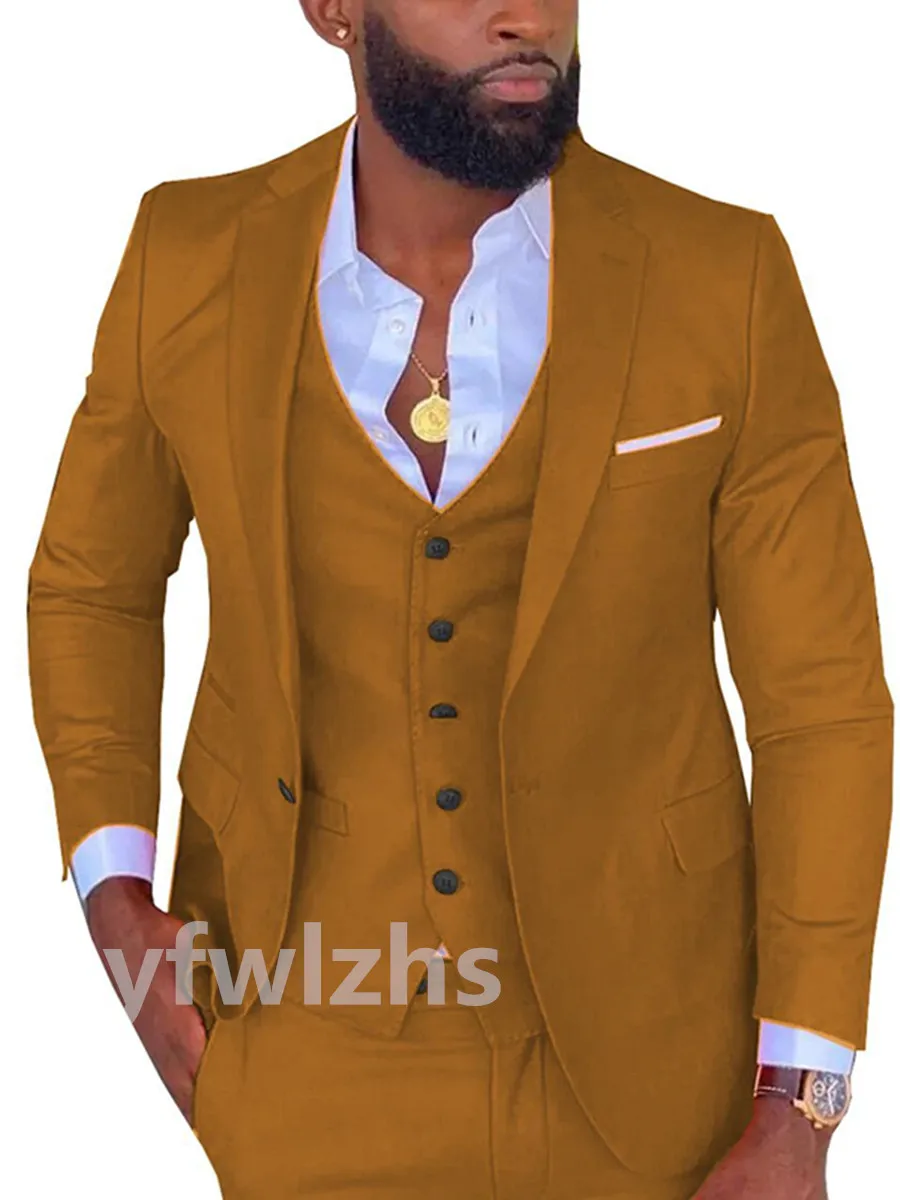 

Customized One Button Men's Suit Jacket Blazers Halloween Costume Elegant For Luxury Man Suit's For Wedding Three Piece Set 216