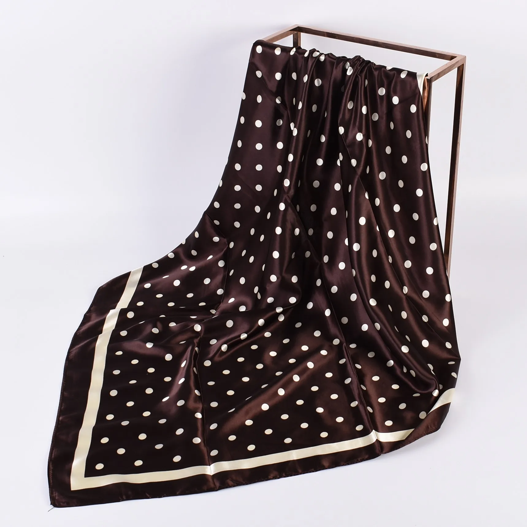 Summer new fashionable temperament wavelet dot 90CM large square scarf printed with fashionable square silk 4