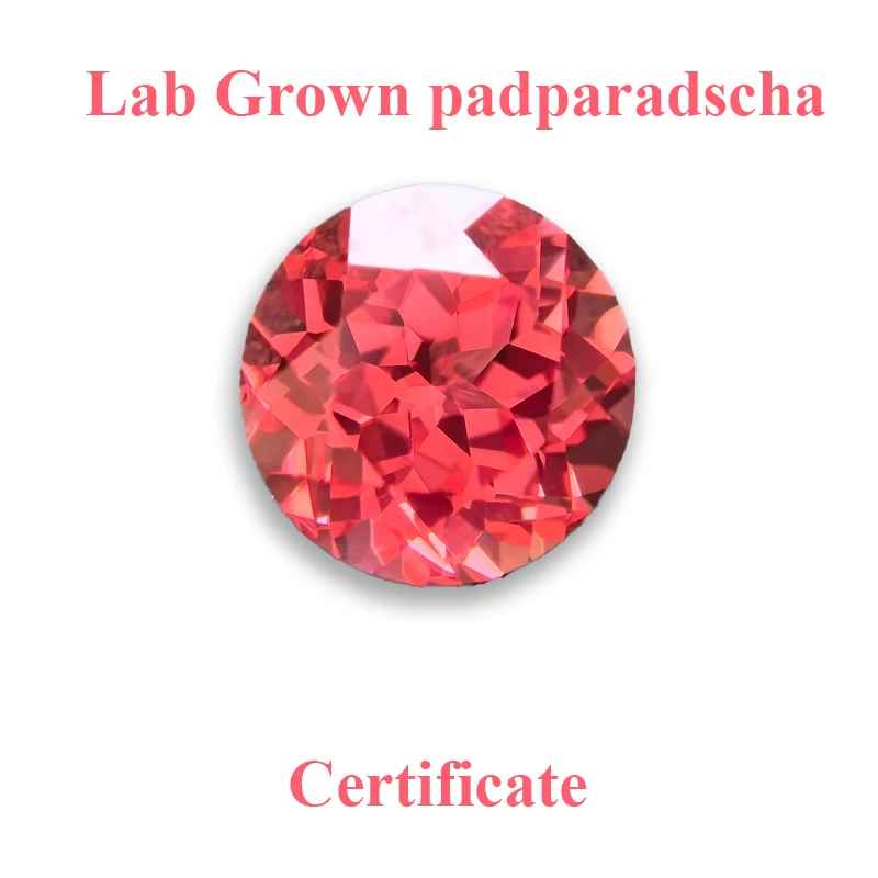 

Lab Grown Padparadscha Round Shape Fire Lotus Charm Beads for Diy Jewelry Making Pendant Materials Selectable AGL Certificate